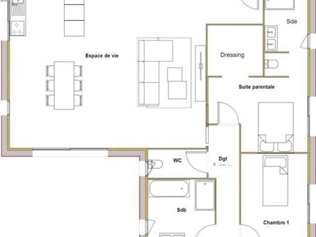 Projet de construction d'une maison 128.47 m² avec terrain à CARIGNAN DE BORDEAUX 33