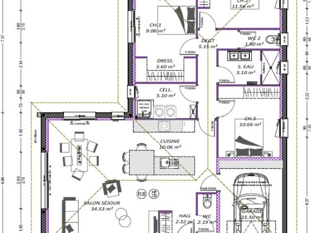 Projet de construction 100 m² 3 chambres avec garage