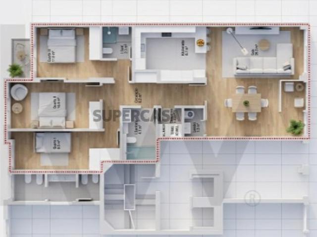 Loja convertida em Apartamento T3 Totalmente Remodelado em Massamá Norte