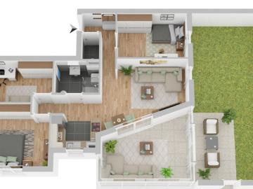 Praktisch eingeteilte Familienwohnung mit Garten in Top Zustand