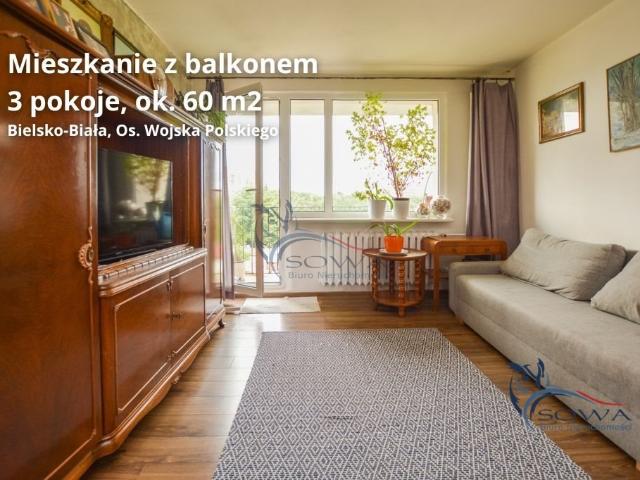 Praktyczne 3 pokojowe mieszkanie 60 m² w Bielsku Bałej
