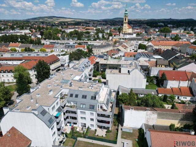 Privatsphäre in Zentrumslage | lichtdurchflutetes Dachgeschoss | 37m² Terrasse mit herrlichem Weitblick über die Donau und ins Weinviertel | Heizen & Kühlen mit eigener Luftwärmepumpe | 2 Tiefgaragenplätze