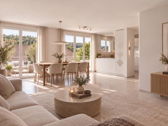 Privatsphäre, viel Aussenraum und eine wunderschöne Aussicht – Ihr neues Zuhause in Teufenthal
