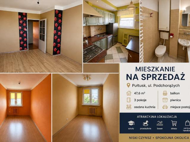 Przytulne 3 pokojowe mieszkanie w Pułtusku, niski czynsz! polecam!