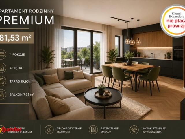 Do sprzedania przestronne mieszkanie 81,53 m² z tarasem i balkonem