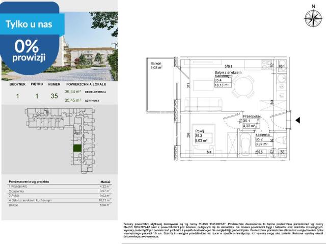 Przestronne 2 pokojowe mieszkanie 35,45 m² w Osielsku polecam!
