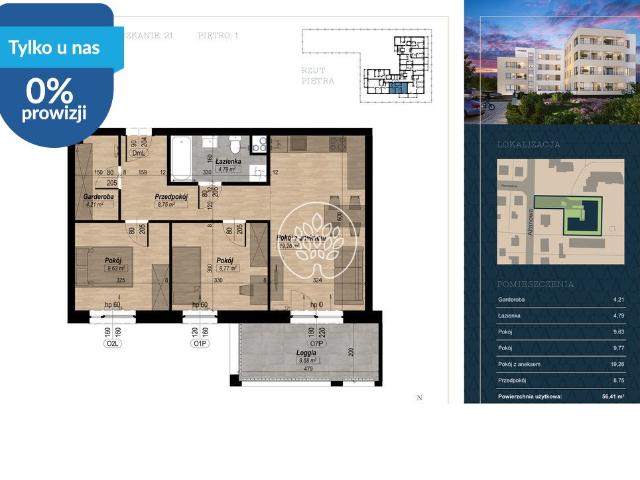 Przestronne 3 pokojowe mieszkanie 56,41 m² w Fordonie