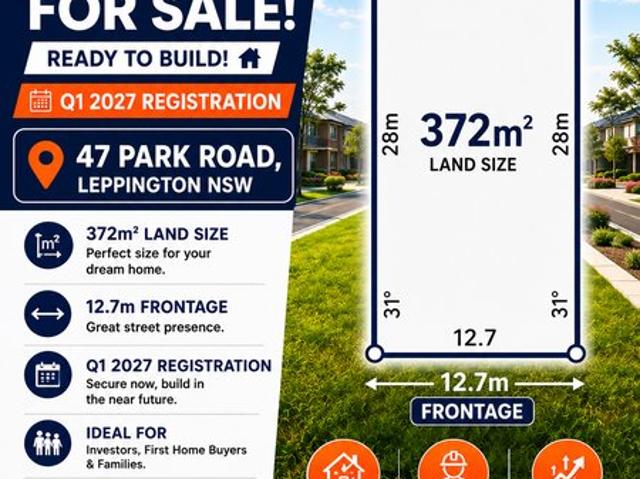 Q1 2027 Registering 372m² Land with 12.7m Frontage | Premium Leppington Location