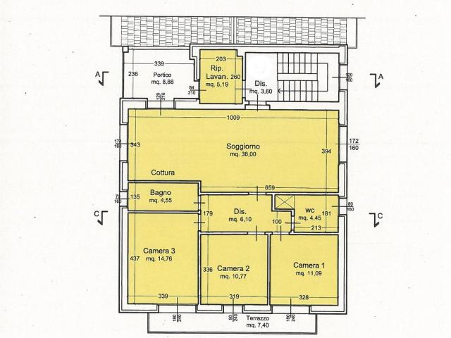 Quadrilocale con terrazzo a Cascina