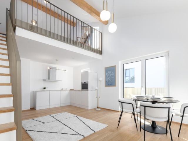 Quartett Strass, Top 1.11: 3,5 Zimmer Galeriewohnung, Wohlfühlen auf zwei Ebenen