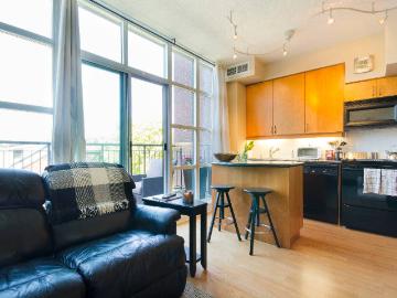 Queen West Toronto Furnished Condo Rental at Trinity Park Lofts 1 Bedroom Suite with 2 Levels and Parking