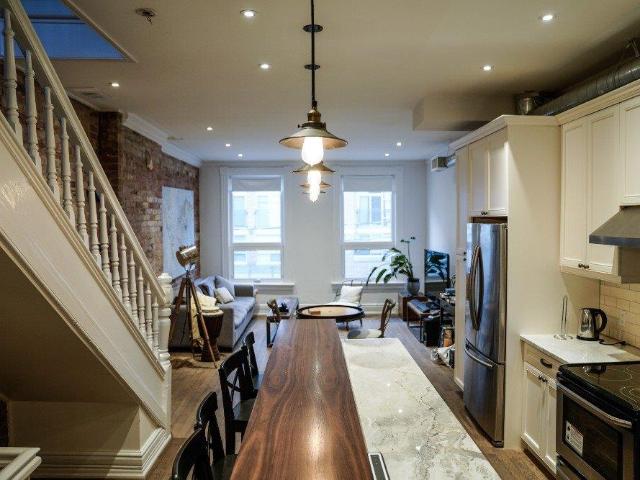Queen West Toronto Furnished Townhouse near Trinity Bellwoods Brilliant 2 Bedroom Townhouse with Exposed Brick and Rustic Hardwood Floors