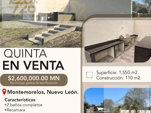 QUINTA EN VENTA, EN MONTEMORELOS, NUEVO LEON
