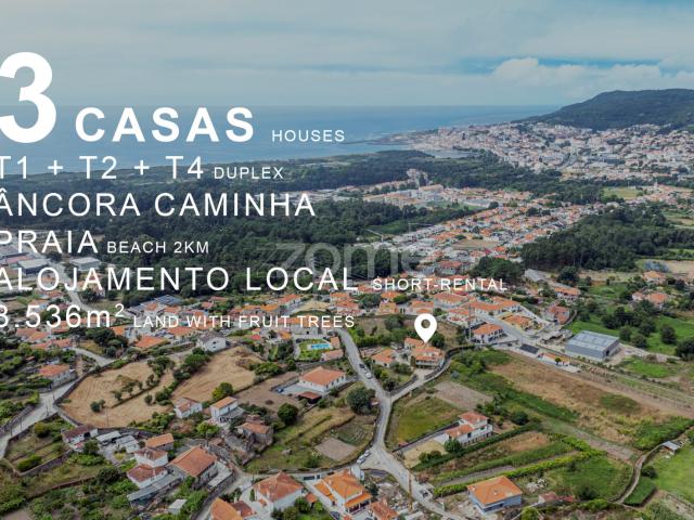 Quinta T7 com 3 casas autónomas T1, T2 e T4 em Âncora, Caminha