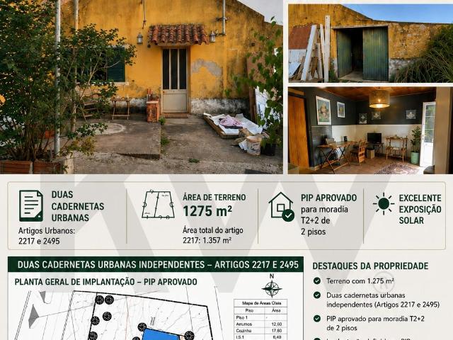 Quintinha com PIP Aprovado | Moradia T2+2, 2 Pisos | lote 1.399 m² | Torres Vedras, Casais da Larana
