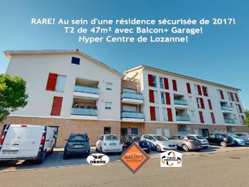 RARE! T2 de 47,75 m2 lumineux avec balcon + garage en sous sol