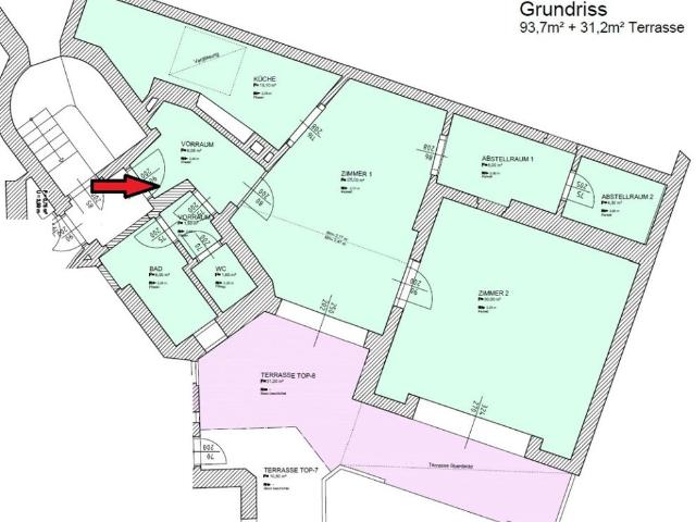 Rarität: 2 Zimmer Penthouse für Sportliche im 3.OG ohne Lift, große Terrasse ideal für Paare, die das Besondere suchen