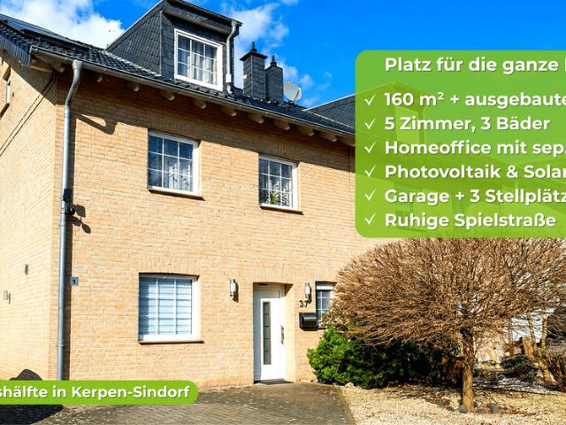 Raum für die ganze Familie – Doppelhaushälfte mit 160 m², ausgebautem Keller & PV in Kerpen Sindorf