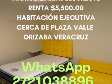 RENTA $5,500.00 HABITACIÓN EJECUTIVA CERCA PLAZA VALLE Orizaba Veracruz