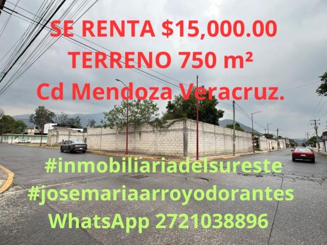 ? RENTA $15,000.00 TERRENO 750 m² Cd Mendoza Veracruz