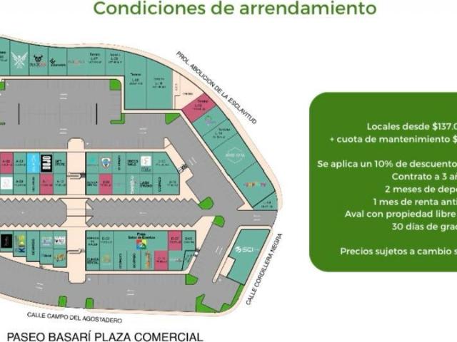 RENTA DE LOCALES COMERCIALES PLAZA BASAURI DESDE 137.00MT2