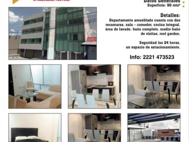 Renta departamento amueblado en Recta Cholula, 3 minutos de UDLAP