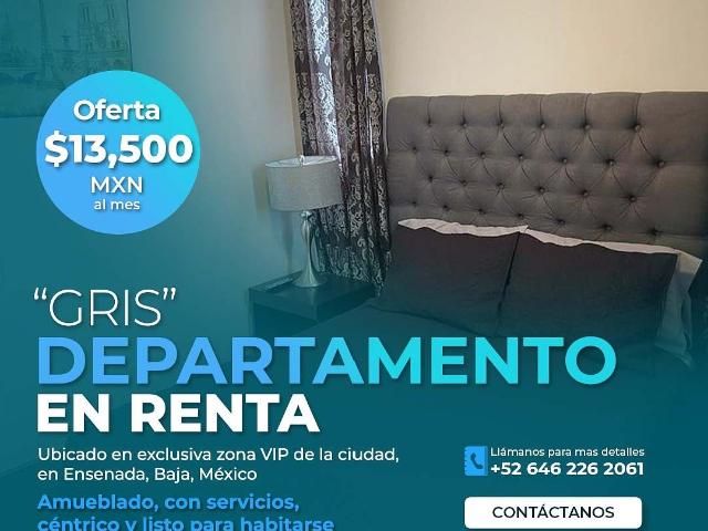 Renta Departamento “Gris” en Zona VIP con Aire Acondicionado BRC 46118