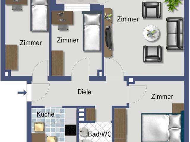Rentable Kapitalanlage ! * Familiengerechte, vermietete 4,5 Raum Wohnung im Top Sanierten Haus !