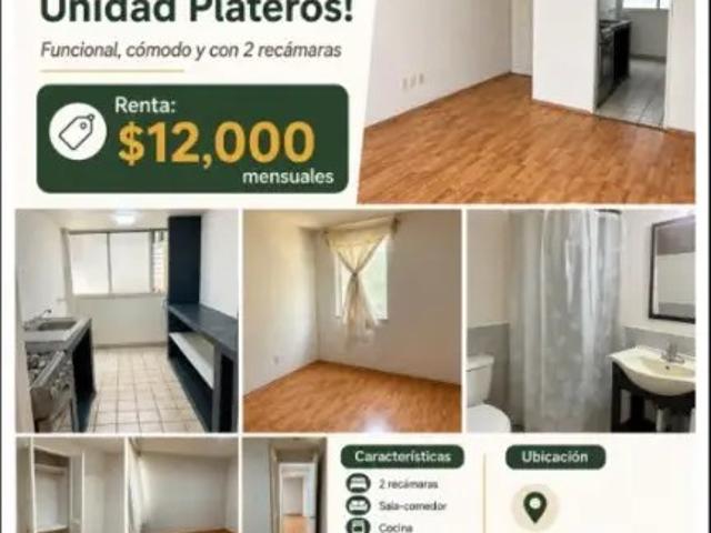 Rento bonito departamento en unidad plateros, av. Centenario