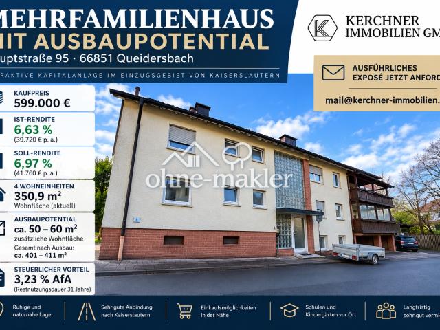RENDITESTARKES MEHRFAMILIENHAUS – 6,63 % IST RENDITE | 6,97 % SOLL RENDITE | + 60qm AUSBAUPOTENTIAL