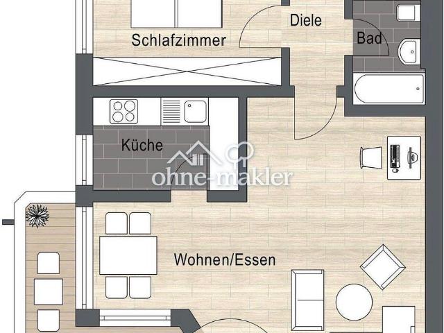 Renovierte 2 Zimmer Wohnung mit Balkon&Tiefgarage Erbpacht