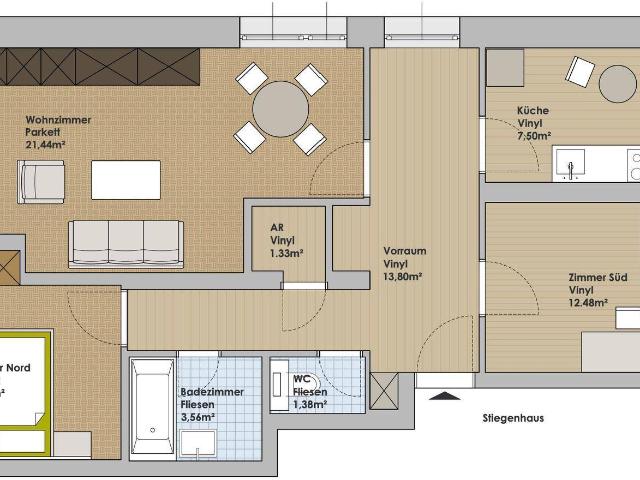 Renovierte 3 Zimmer Wohnung 75m2 mit Kellerabteil und Parkplatz