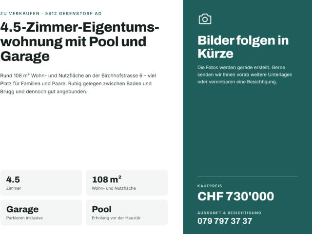 Renovierte 4.5 Zi Wohnung mit Pool und Fernsicht