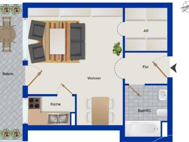 Refurnished apartment with balcony