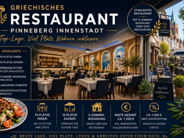 Restaurant in Top Lage von Pinneberg inkl. 5 Zi Wohnung!