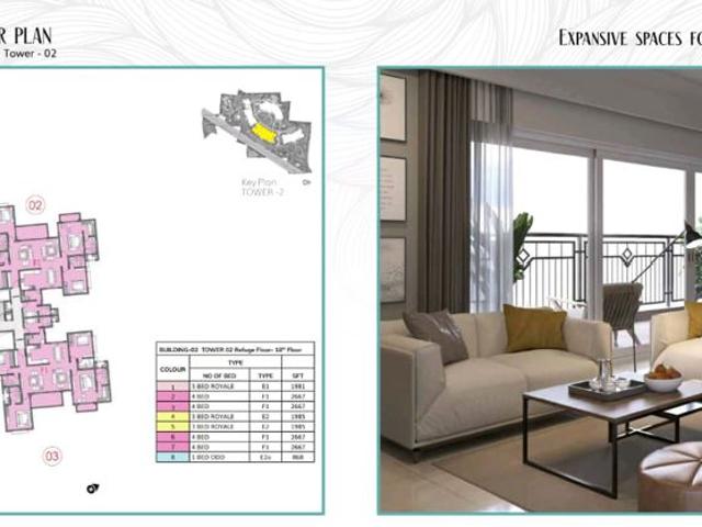 Resale | 3.5 BHK + Study Room 1981 Sq.Ft. Apartment in Prestige Serenity Shores