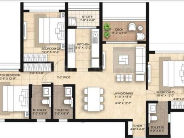 Resale | 3 BHK + 1108 Sq.Ft. Apartment in Lodha Giardino