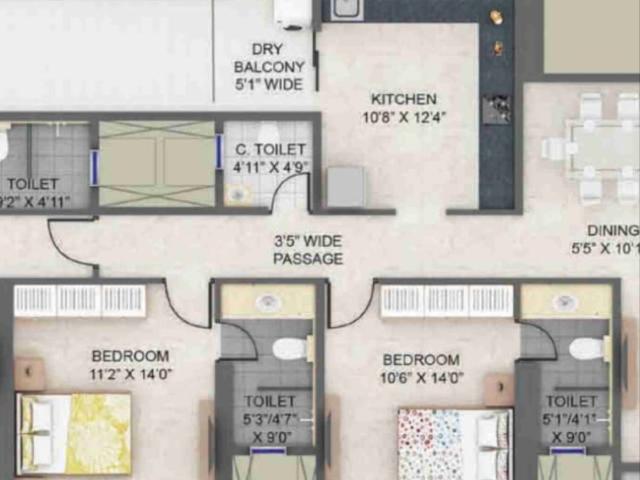 Resale | 3 BHK 1550 Sq.Ft. Apartment in Supreme Estia Phase 1