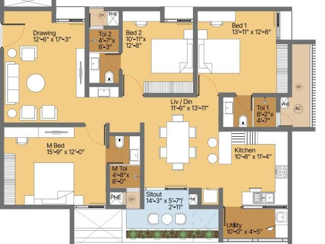 Resale | 3 BHK + 2020 Sq.Ft. Apartment in Jayabheri The Sahasra