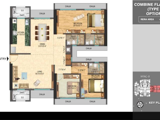 Resale | 3 BHK + Pooja Room 1260 Sq.Ft. Apartment in N Rose Northern Hills