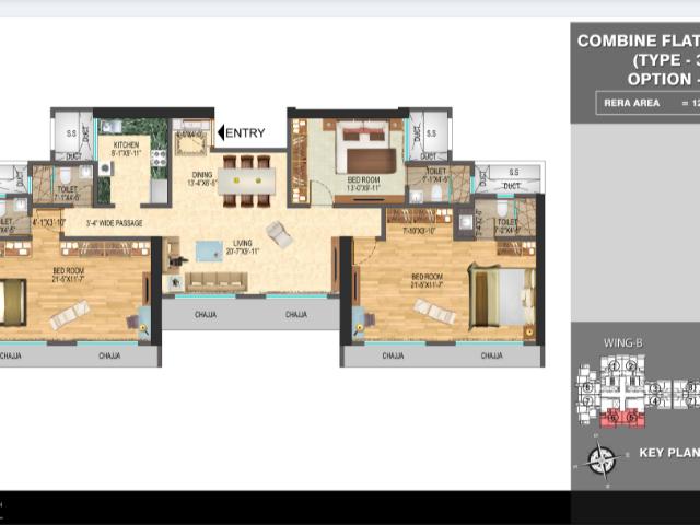 Resale | 3 BHK + Pooja Room 1296 Sq.Ft. Apartment in N Rose Northern Hills