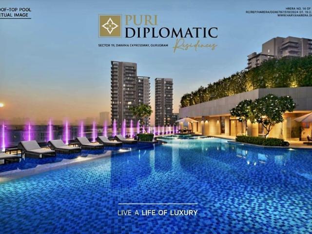 Resale | 3 BHK + Pooja Room 2282 Sq.Ft. Apartment in Puri Diplomatic Residences