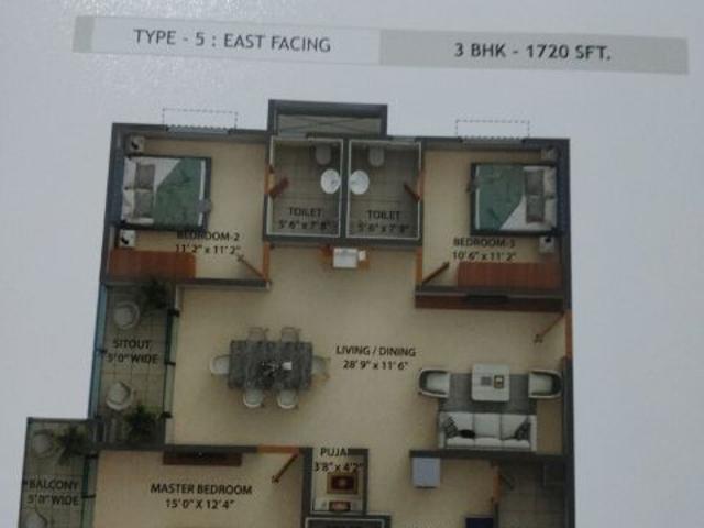 Resale | 3 BHK + Pooja Room,Servant Room,Study Room,Extra Room 1935 Sq.Ft. Apartment in Kokapet
