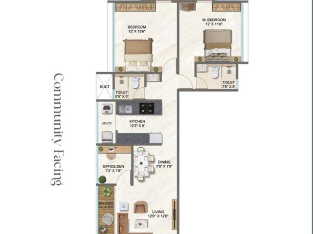 Resale | 2.5 BHK + Study Room 932 Sq.Ft. Apartment in DP Force Tower