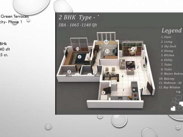 Resale | 2 BHK 1120 Sq.Ft. Apartment in Keya Homes The Green Terraces