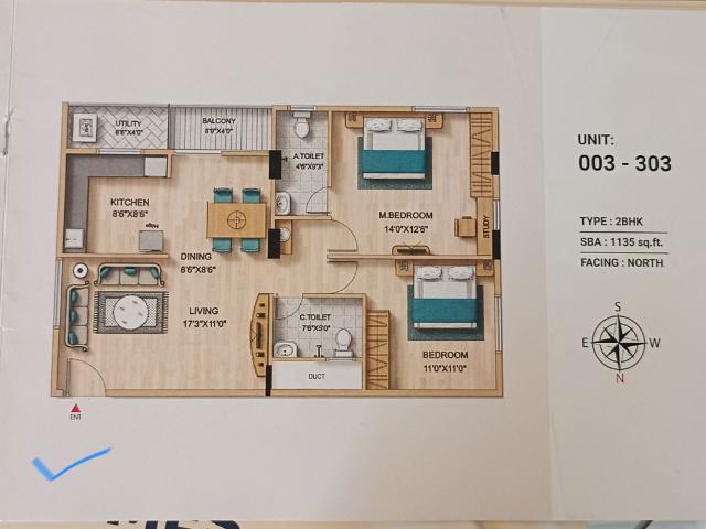 Resale | 2 BHK 1135 Sq.Ft. Apartment in Huskur