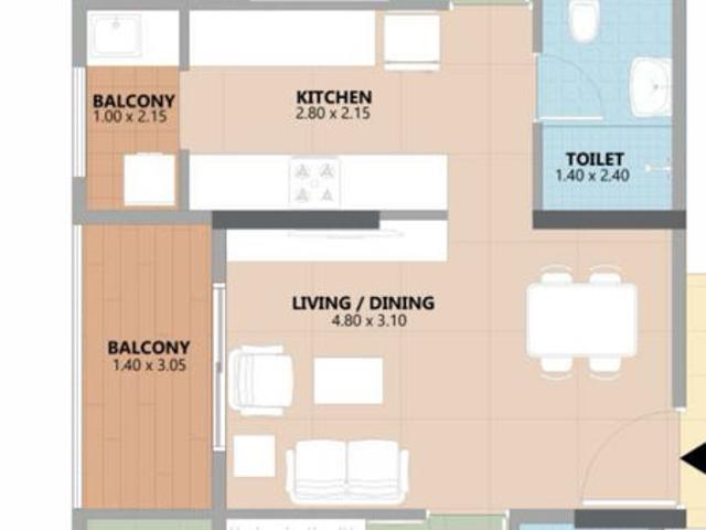 Resale | 2 BHK + 971 Sq.Ft. Apartment in Esteem South Park