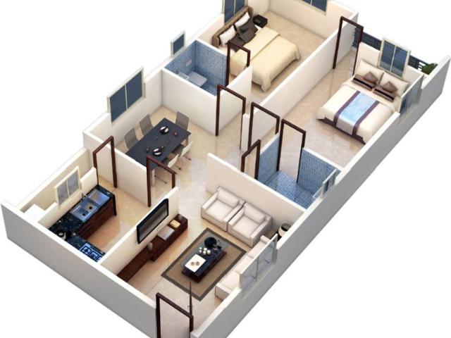 Resale | 2 BHK + Study Room 1044 Sq.Ft. Apartment in Lakdi ka pul