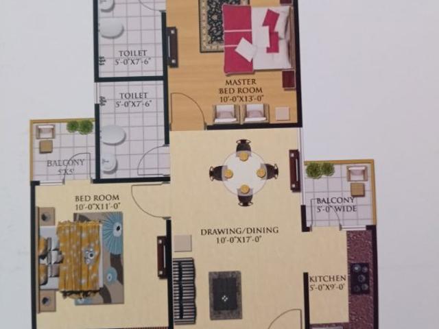 Resale | 2 BHK + Pooja Room 1080 Sq.Ft. Apartment in Royce Sentosa Parc