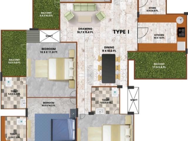 Resale | 4 BHK 2510 Sq.Ft. Apartment in KST Whispering Heights